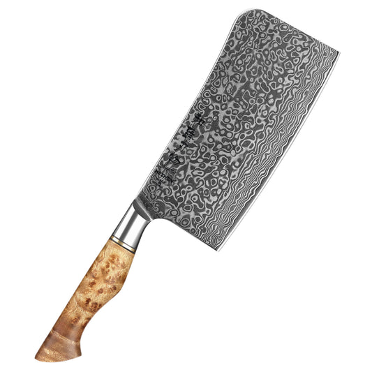 HEZHEN 7 Inch Bone Chopper Knife 67 Layers Damascus Steel Super Cook Knife Razor Sharp Japanese Blade Kitchen Chopping Knife