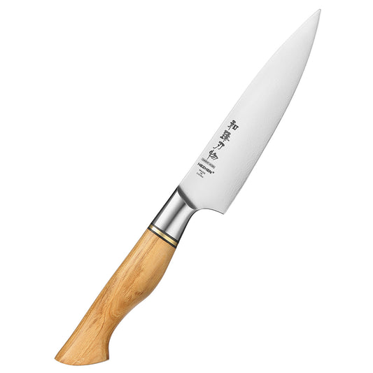 HEZHEN 5 Inches Utility Knife Sandvik Stainless Steel Olive Wood Handle Kitchen Knife Peeling Cooking Tools Gift Box