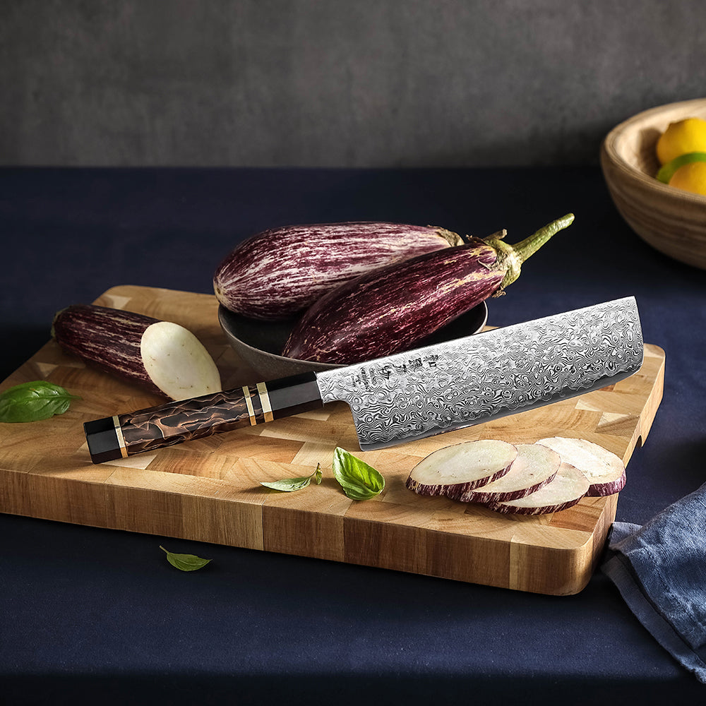 HEZHEN 7 Inches Nakiri Knife,49 Layers Damascus Steel with Japanese ZDP-189 Steel, 65-67HRC,Japanese Octagonal Handle