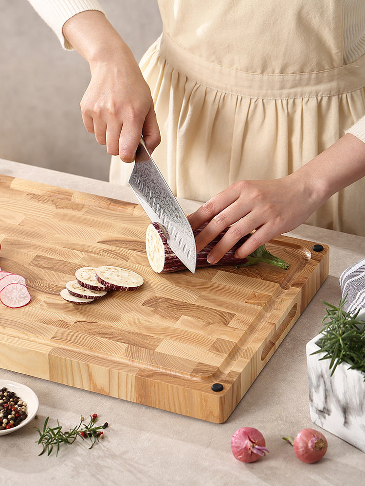 HEZHEN Ash Wood Cutting Board Handcrafted with Care Seamless Stitching Cut Vegetable&Fruit&Meat