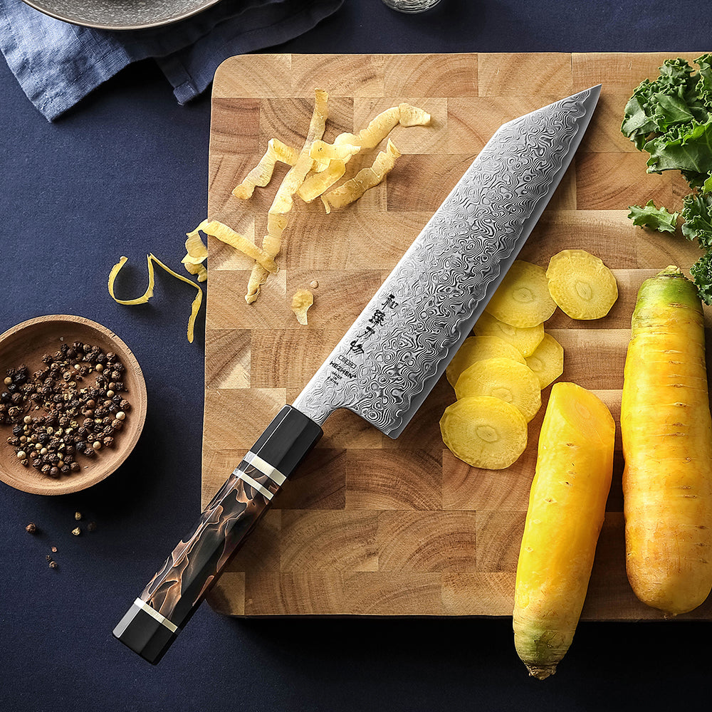 HEZHEN 8.3 Inches Kiritsuke Chef Knife, 49 Layers Damascus Steel with Japanese ZDP-189 Steel, 65-67 HRC, Octagonal Handle