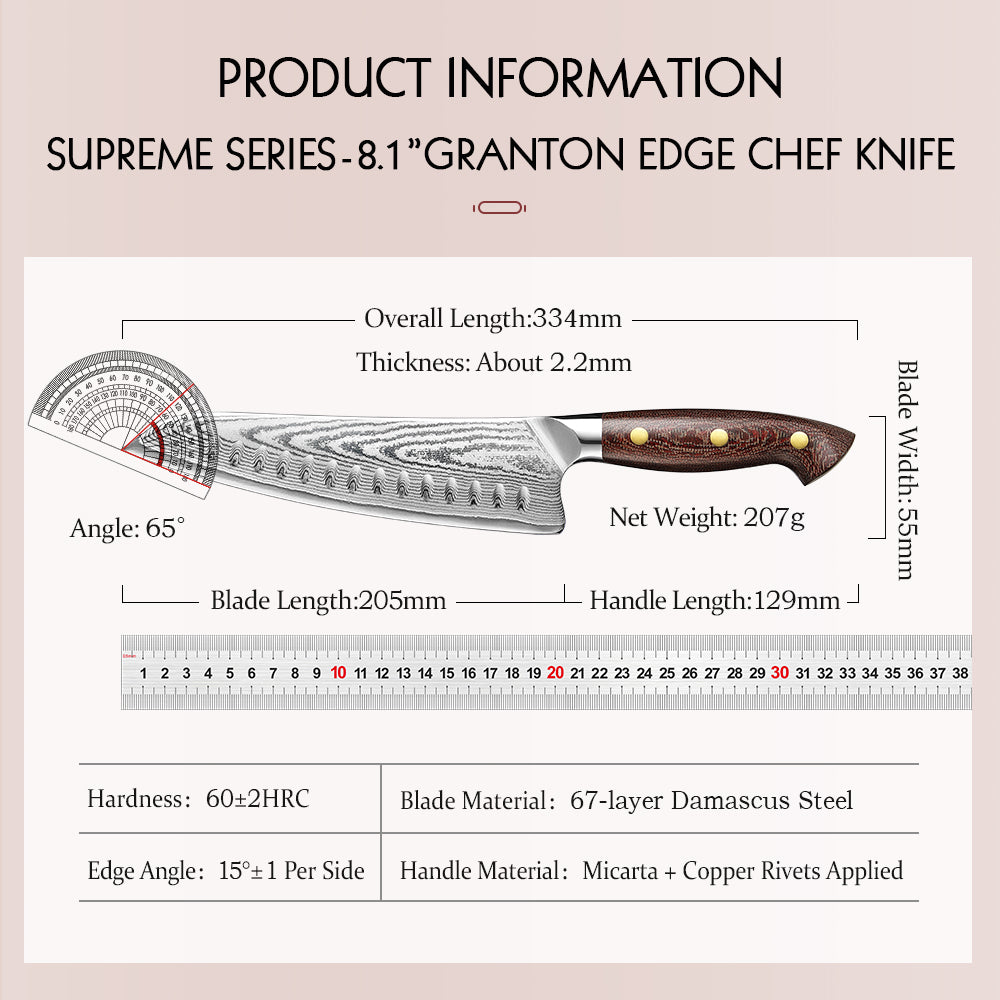 HEZHEN 8 Inches Gyuto Chef Knife, Japanese Chef Knife, Micarta Handle