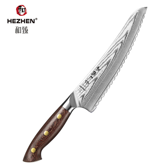 HEZHEN 8 Inches Damascus Frozen Meat Knife, Professional Frozen Meat Cleaver,Micarta Handle