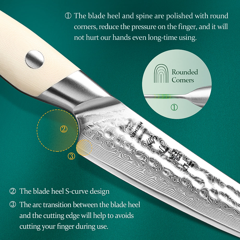 HEZHEN 5 inches 67 Layers Damascus Steel Utility Knife Elegant Hammer Series