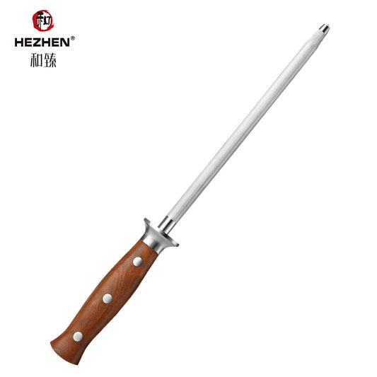 HEZHEN Sharpener Rod, Red Wood Handle-Supreme Stainless Series