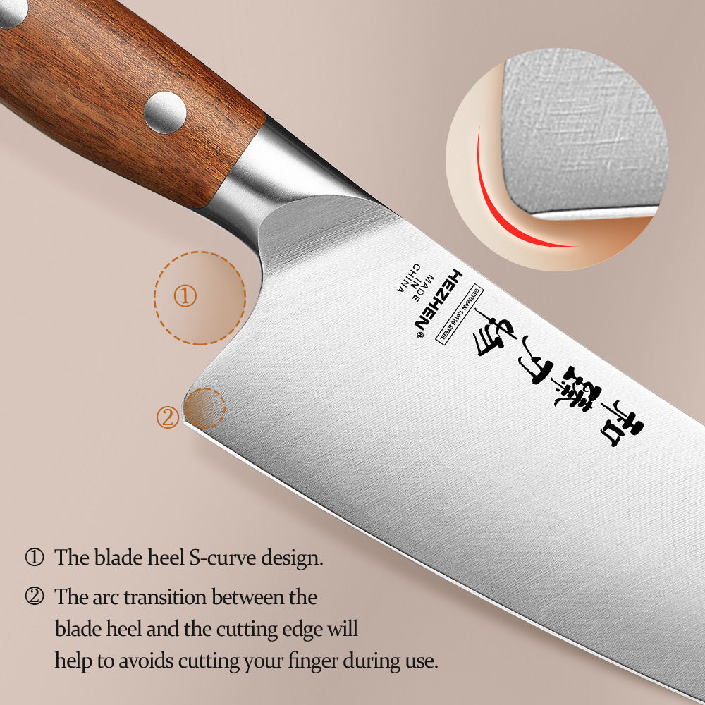 HEZHEN 8.3 Inches Chef Knife, German Steel Kitchen Knife,Red Wood Handle-Supreme Stainless Series