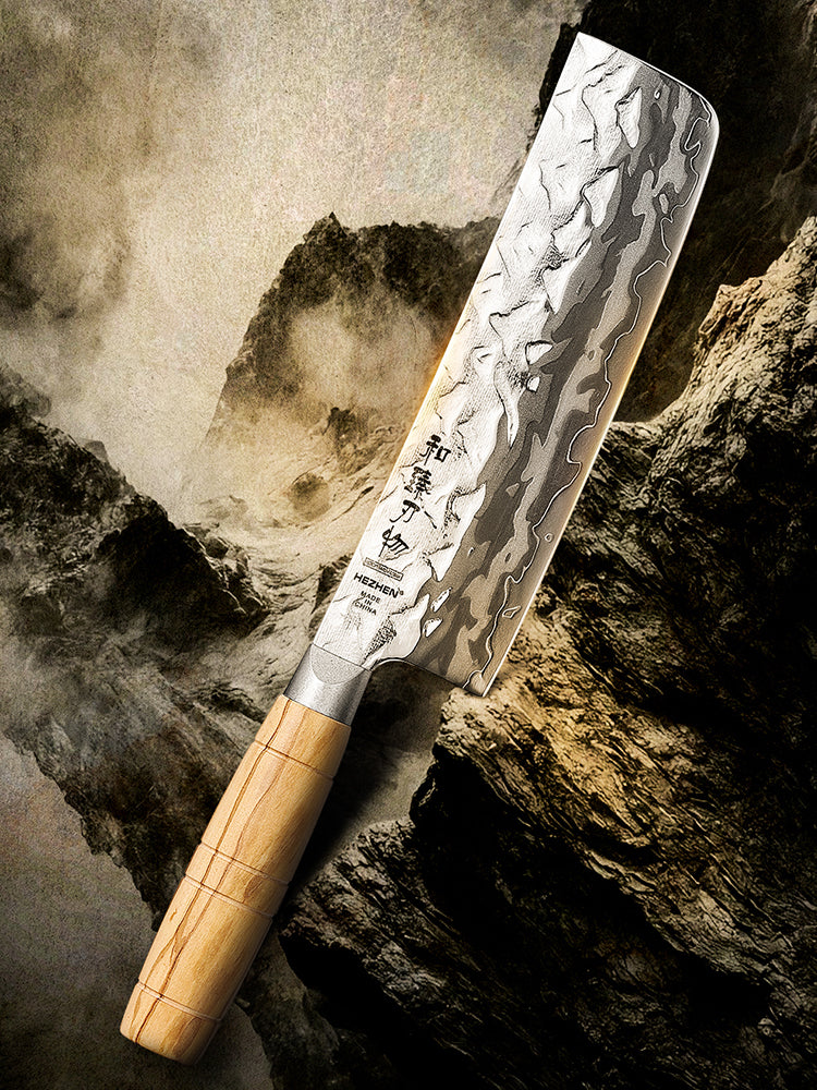 HEZHEN 9 Layer Forged Damascus 7.1“ Nakiri Knife, High Hardness 60±2HRC,For Daily Cooking