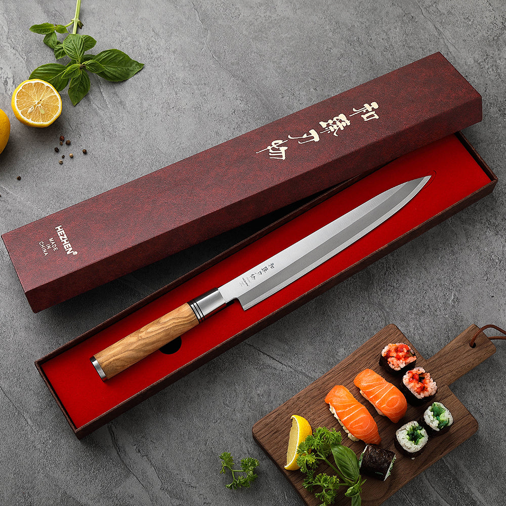 HEZHEN 24cm Japanese Sashimi Knife X7Cr17MoV Forged Steel Ultra-Sharp for Sashimi & Precision Cutting