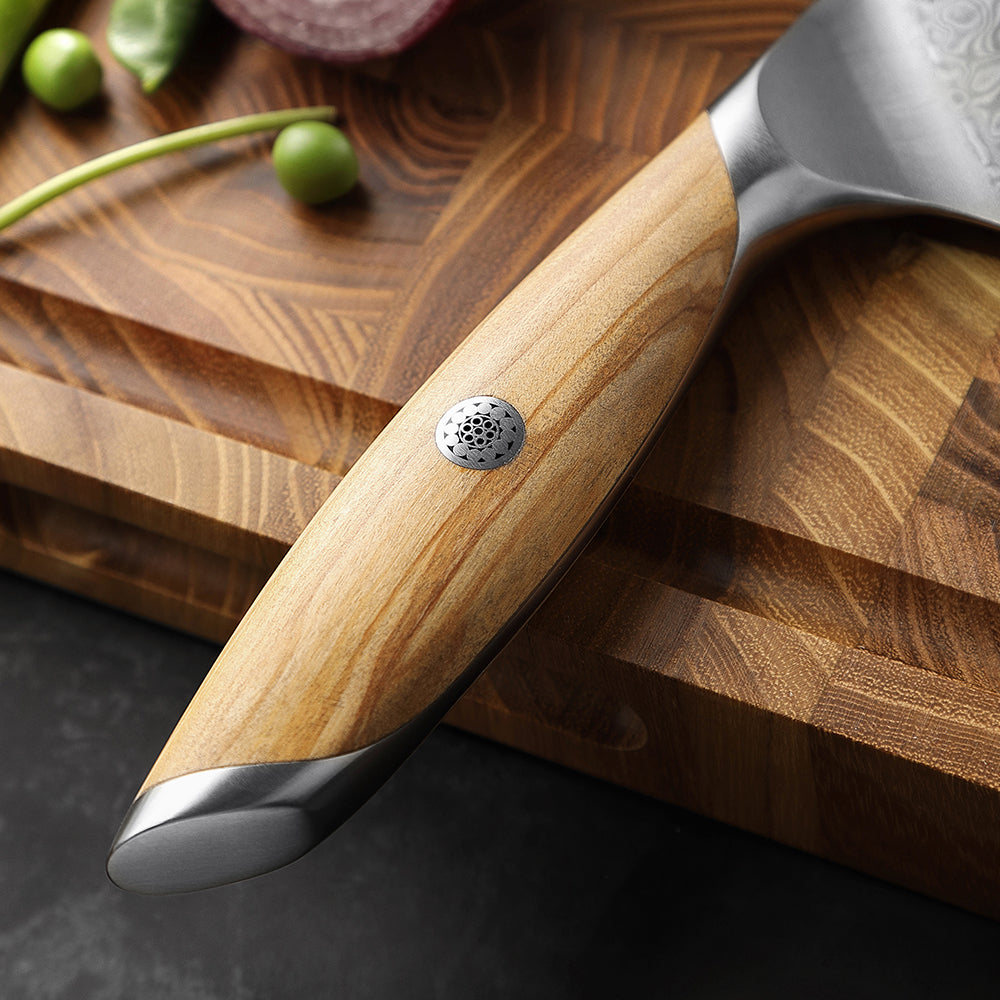 HEZHEN 2-piece Kitchen Knife Set(Chef Knife+Kitchen Utility Knife), 73 Layers Damascus Powder Steel, Olive Wood Handle, Gift Ready-Flagship Series