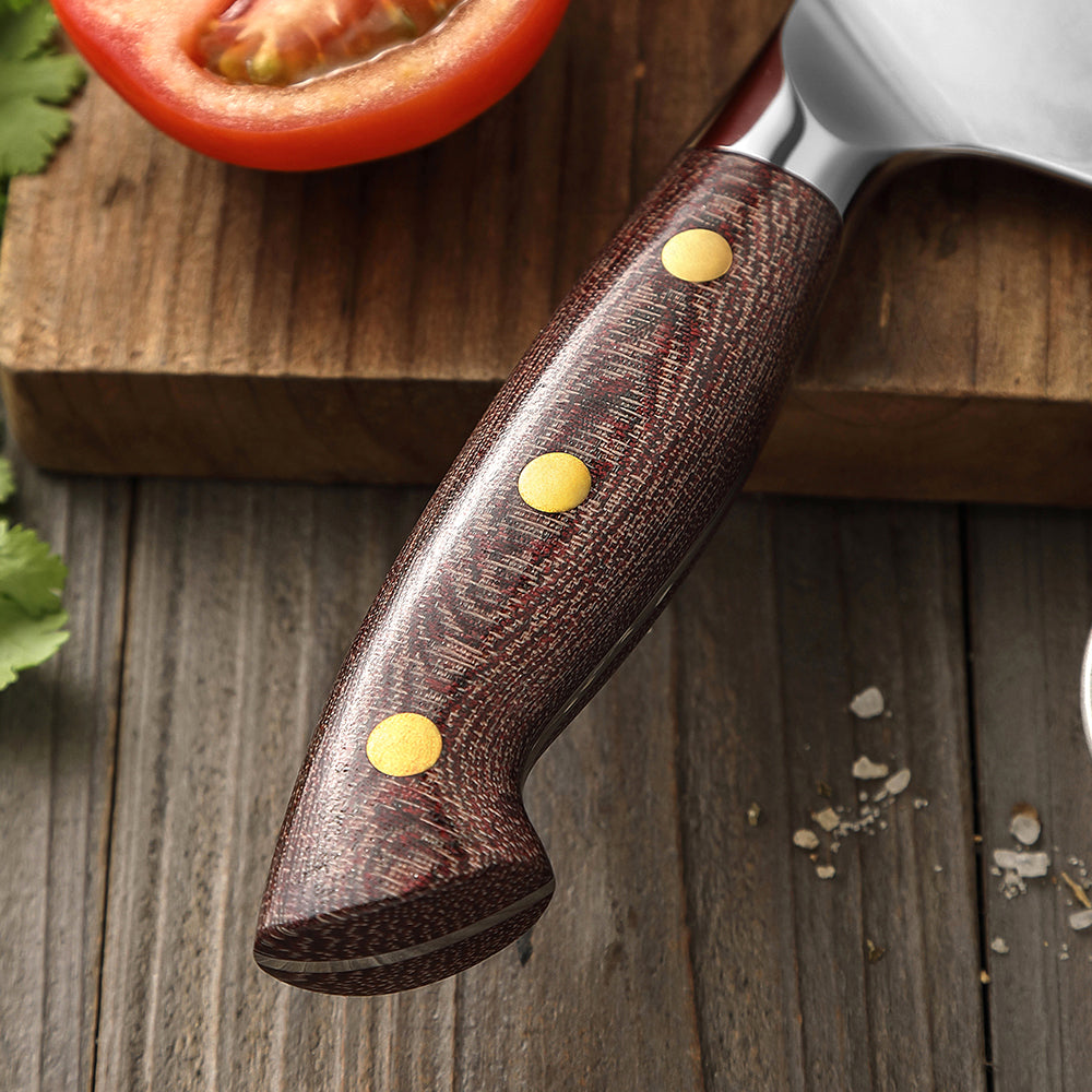 HEZHEN 7 Inches Damascus Meat Cleaver, Chinese Chef Knife for Meat and Vegetable Cutting, Micarta Handle