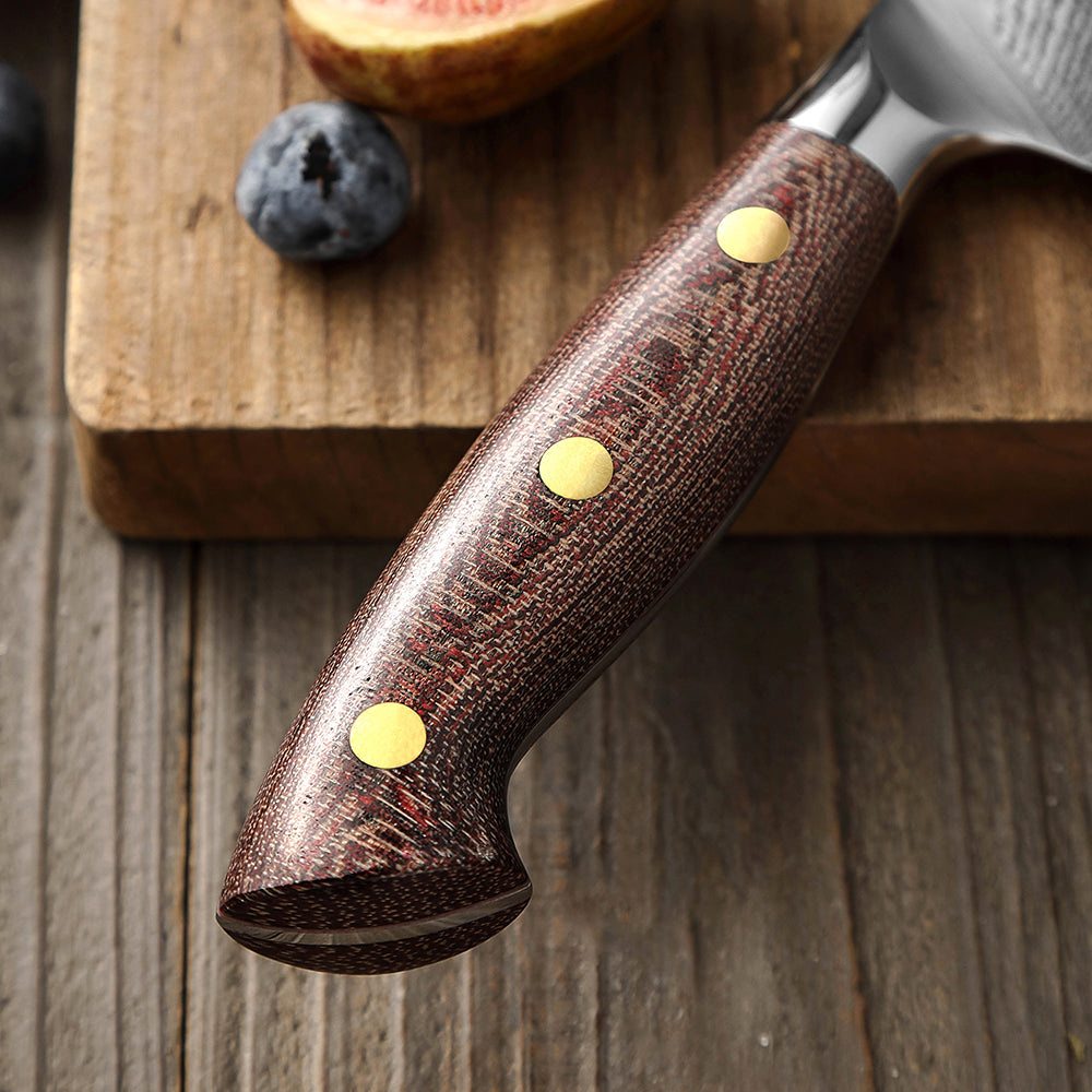 HEZHEN 4.3 Inches Damascus Paring Knife, Multifunctional Petty Knife, , Micarta Handle