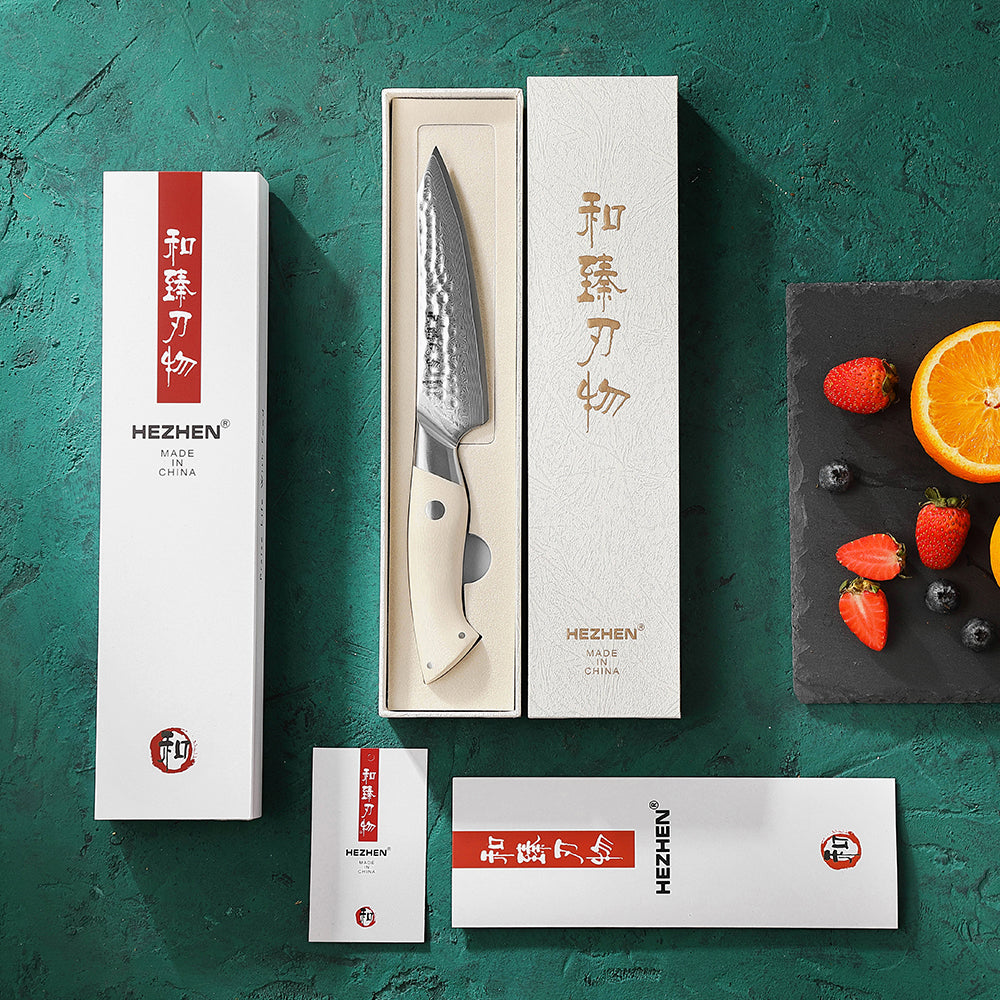 HEZHEN 5 inches 67 Layers Damascus Steel Utility Knife Elegant Hammer Series
