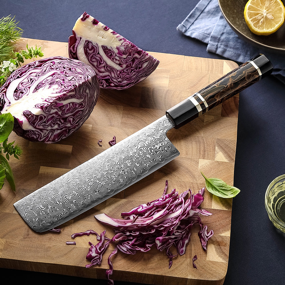 HEZHEN 7 Inches Nakiri Knife,49 Layers Damascus Steel with Japanese ZDP-189 Steel, 65-67HRC,Japanese Octagonal Handle