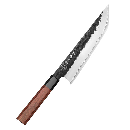 HEZHEN 8.5-Inch Sakimaru Knife Japanese-Style Slicing Knife with 3-Layer Composite Steel,15° Cutting Edge,ORed Wood Handle
