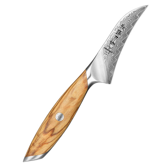 HEZHEN 4 Inches Paring Knife, 73 Layers Damascus Powder Steel, Olive Wood Handle, Gift Ready-Flagship Series