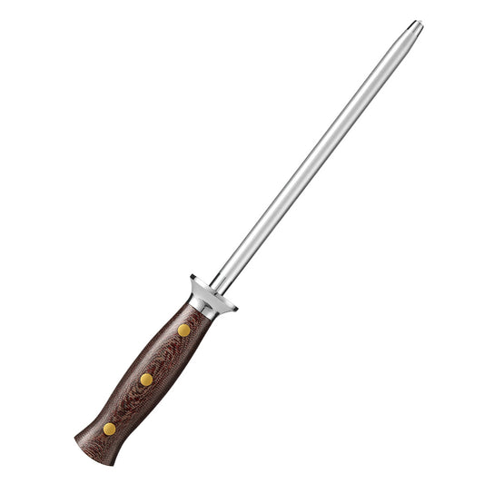 HEZHEN Premium Professional Sharpening Rod – High-Carbon Steel Honing Rod with Diamond Grit Coating, Ergonomic Micarta Handle & Copper Rivets