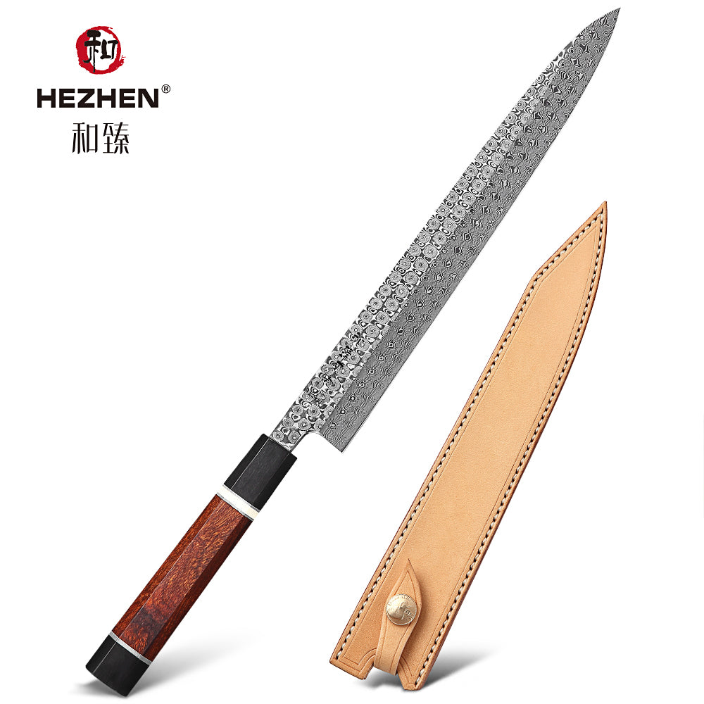 HEZHEN Retro Series 270mm Sashimi Knife Damascus Steel Sushi Japanese Filletting Kitchen Tool Sharp Salmon Cook Knives