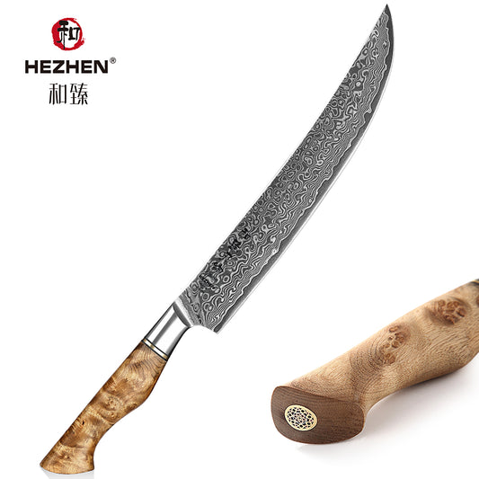 HEZHEN 10 inch Carving Knife Real 67 Layer Damascus Super Cook Tools Super Sharp High Quality Kitchen Ham Slicing Knife Cleaver