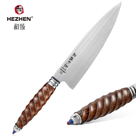 HEZHEN 8.5 Inches Chef Knife BÖHLER M390 Powder Steel North America Desert Ironwood Handle Kitchen knives
