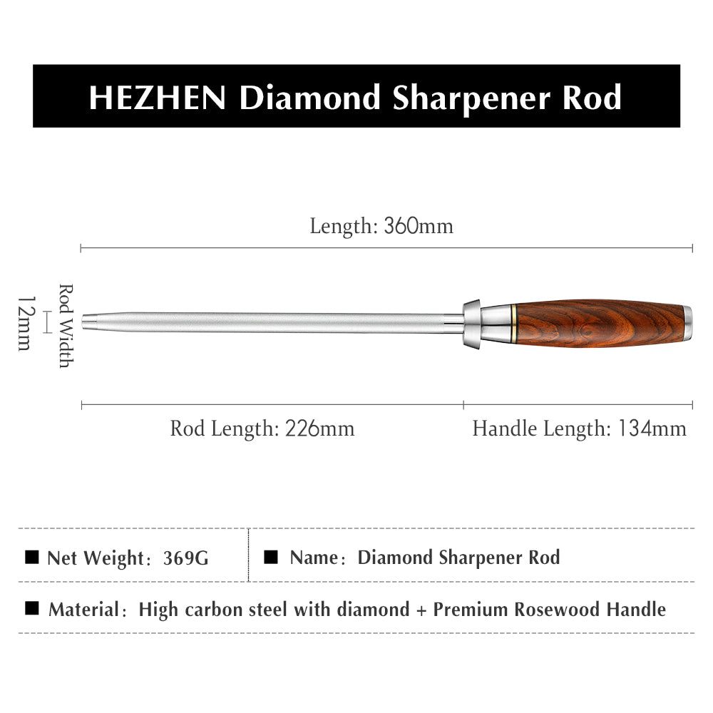 HEZHEN Master Series Kitchen Knife Sharpener Rod High Carbon Steel Srayed Emery Kitchen Tools Gift Box
