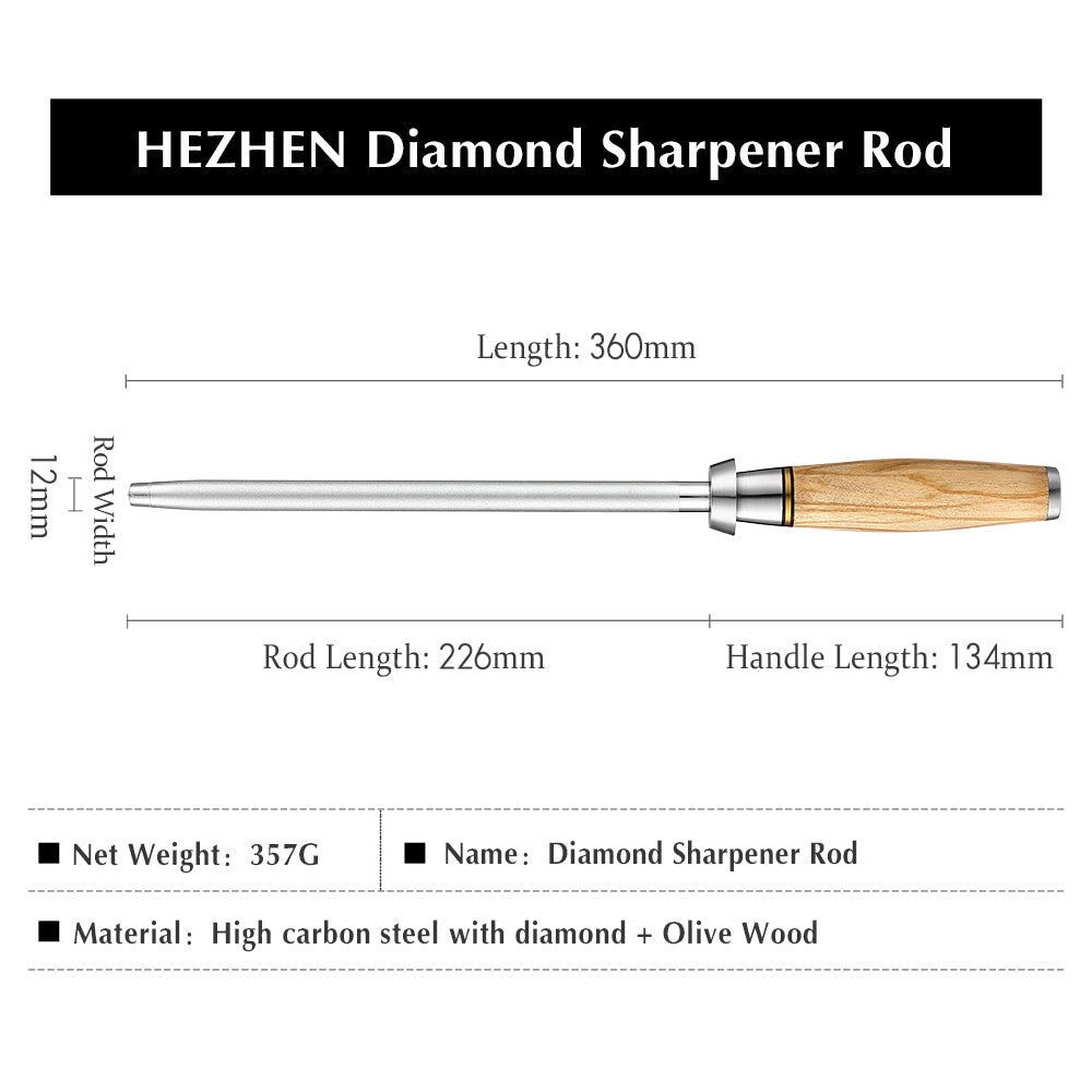 HEZHEN Sharpener Rod Knife Sharpener High-carbon Steel Emery Kitchen tool Long Lasting Sharpness