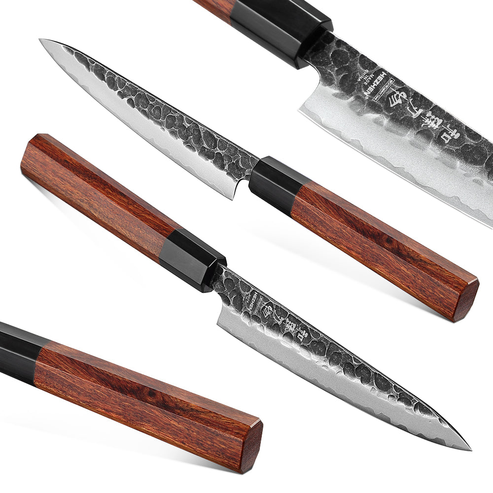 HEZHEN 5 Inches Utility Knife Stainless Steel Kitchen Cooking Knives Rosewood Handle With Gift Box Three-layer Composite Steel