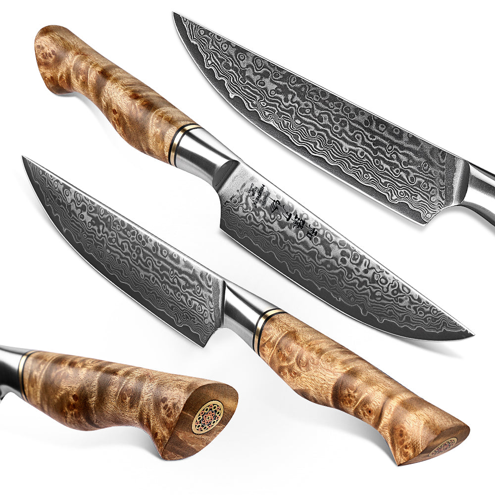 HEZHEN 5 inch Steak Knife Real 67 Layer Damascus Super Cook Knife Pretty Peeling Knife Super Sharp Kitchen Knife