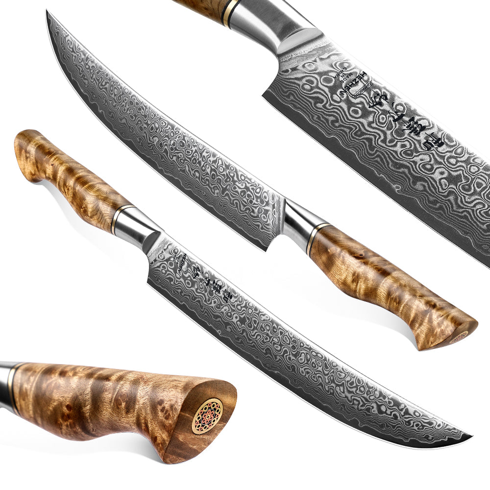 HEZHEN 10 inch Carving Knife Real 67 Layer Damascus Super Cook Tools Super Sharp High Quality Kitchen Ham Slicing Knife Cleaver