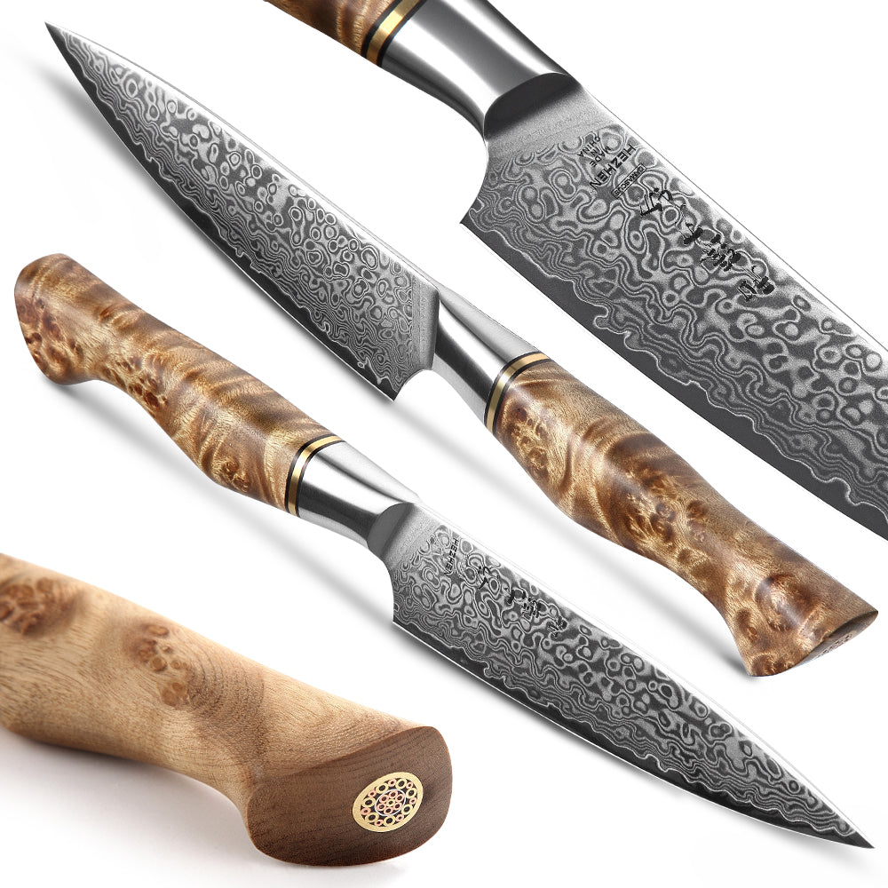 HEZHEN 5 inch Utility Knife Real 67 Layer Damascus Super Steel Super Cook Knife Pretty Peeling Knife Super Sharp Kitchen Knife