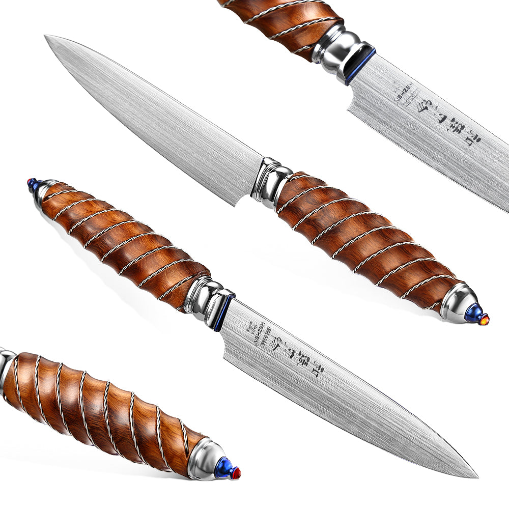 HEZHEN 5 Inches Utility Knife BÖHLER M390 Powder Steel Peeling Knife North America Desert Ironwood Handle Kitchen Knives