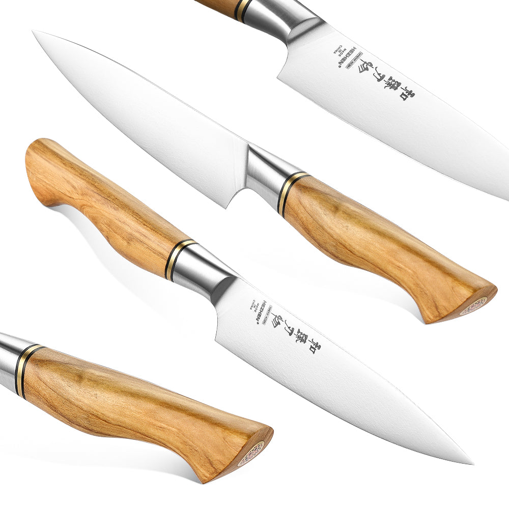 HEZHEN 5 Inches Utility Knife Sandvik Stainless Steel Olive Wood Handle Kitchen Knife Peeling Cooking Tools Gift Box