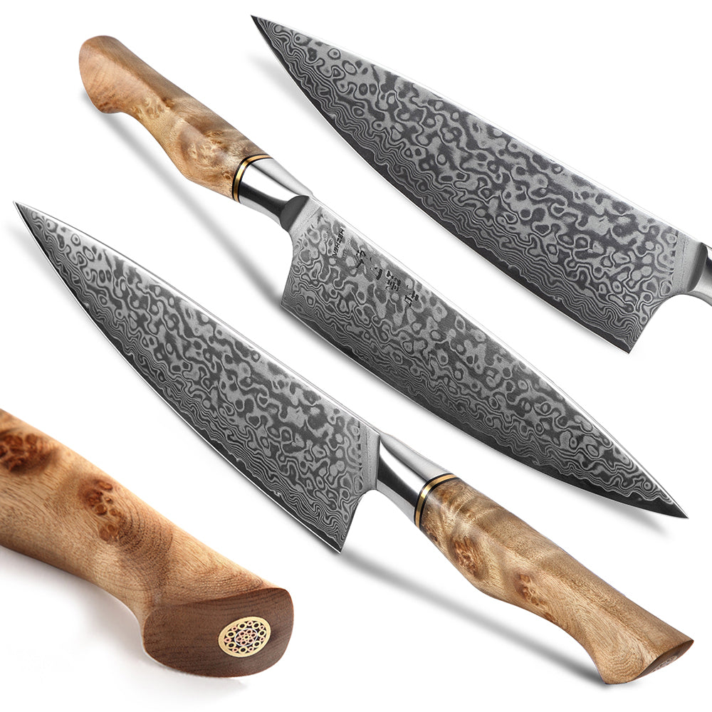 HEZHEN 7PCS Knife Set Damascus Steel Chef Bread Utility Santoku Paring Cake Cook Knife For Meat Professional Kitchen Knife Set