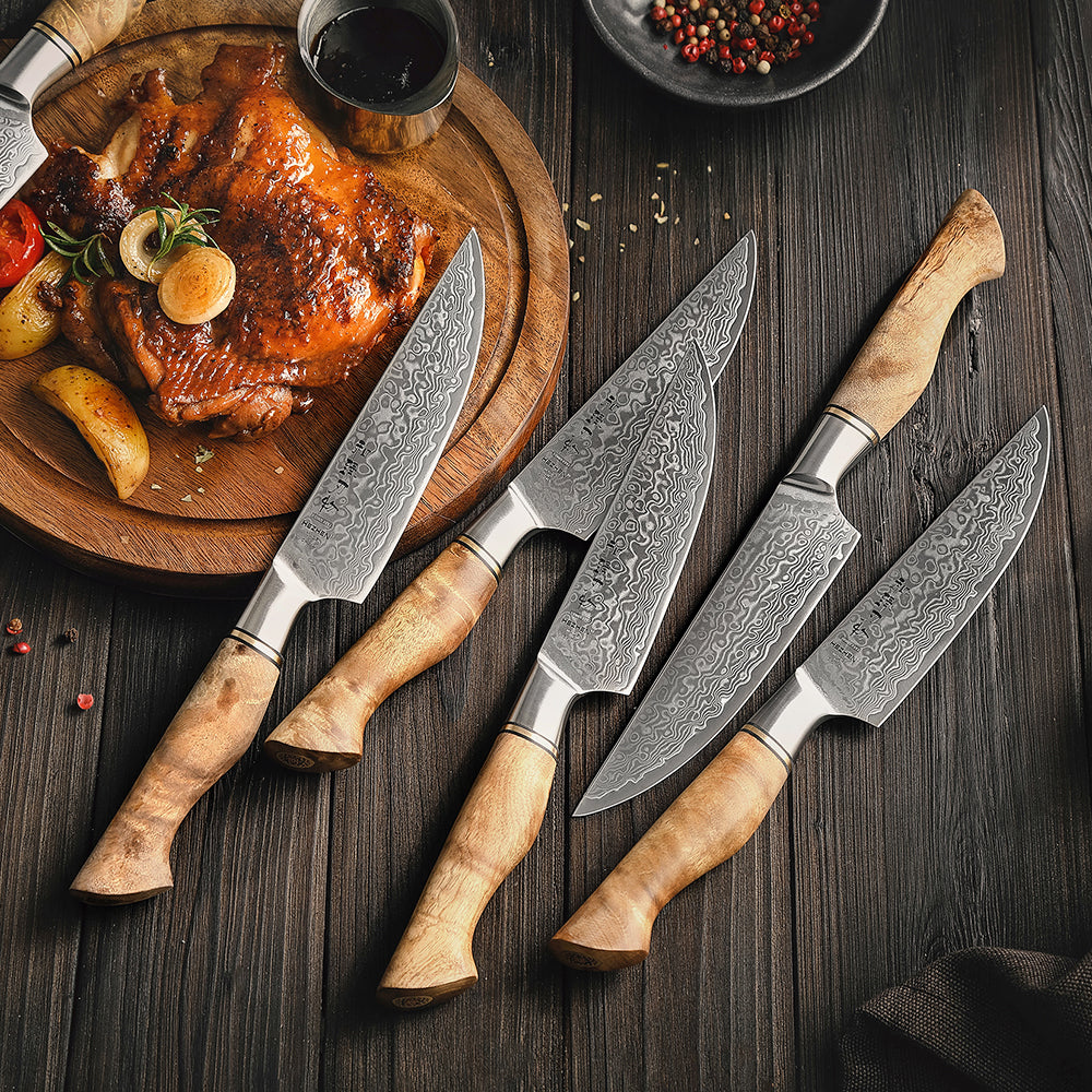HEZHEN 5 inch Steak Knife Real 67 Layer Damascus Super Cook Knife Pretty Peeling Knife Super Sharp Kitchen Knife