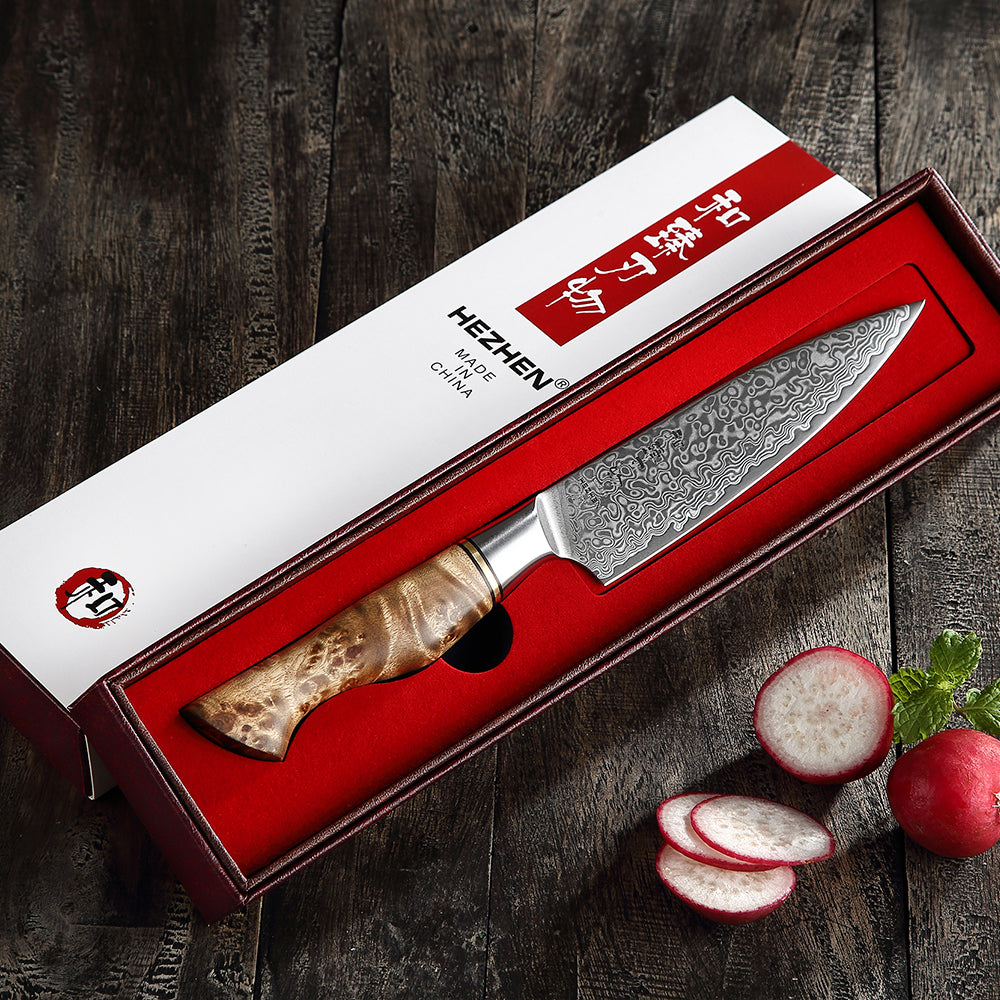 HEZHEN 5 inch Utility Knife Real 67 Layer Damascus Super Steel Super Cook Knife Pretty Peeling Knife Super Sharp Kitchen Knife