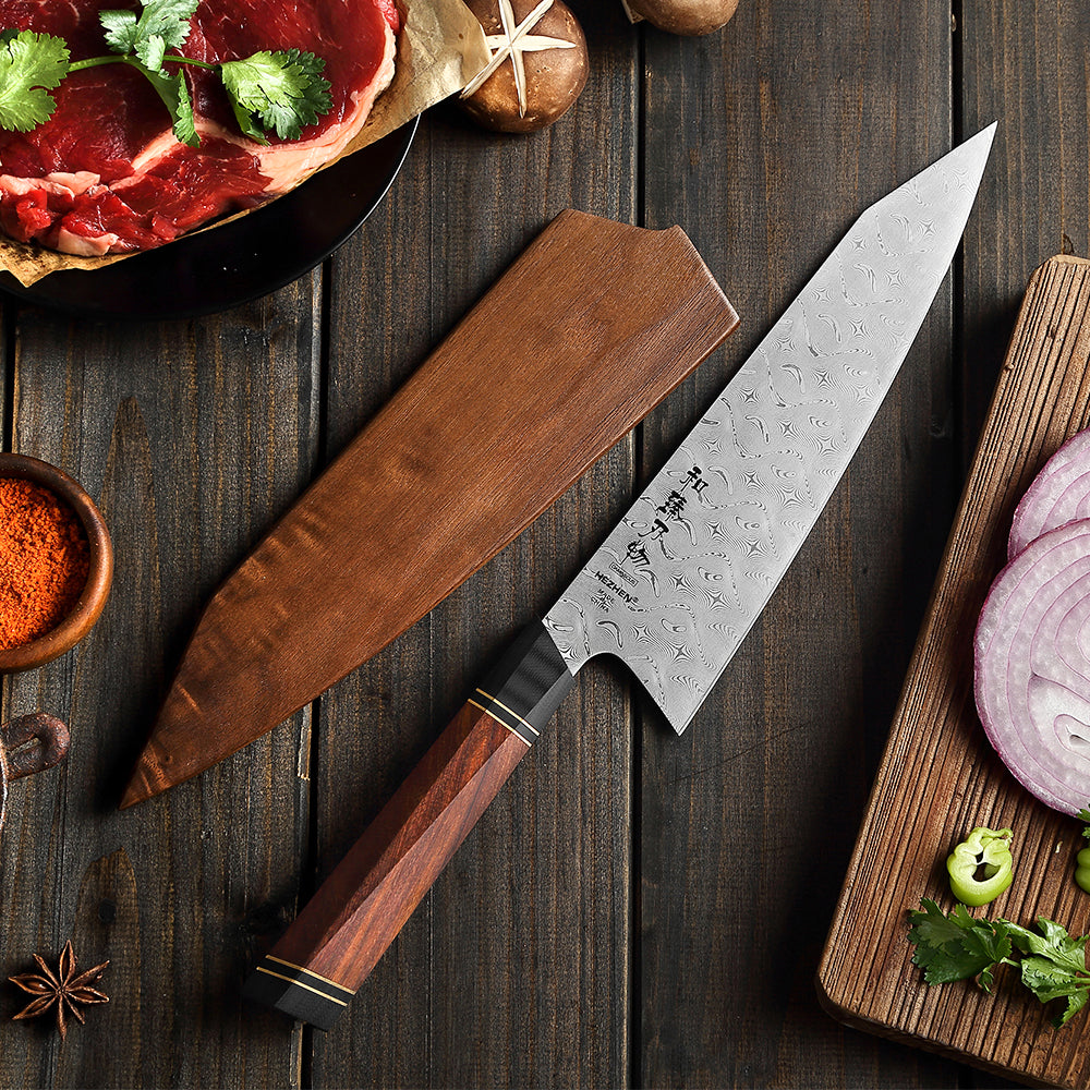HEZHEN 8.5 Inches Chef Knife Professional 110 Layers Damascus Super Steel North America Iornwood Kitchen Cooking Knives