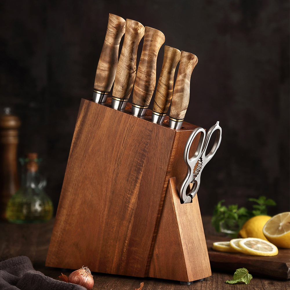 HEZHEN 7PCS Knife Set Damascus Steel Chef Bread Utility Santoku Paring Cake Cook Knife For Meat Professional Kitchen Knife Set
