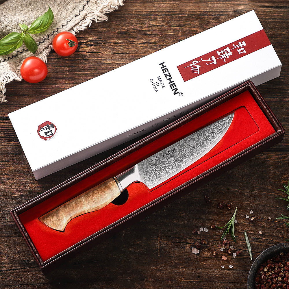 HEZHEN 5 inch Steak Knife Real 67 Layer Damascus Super Cook Knife Pretty Peeling Knife Super Sharp Kitchen Knife