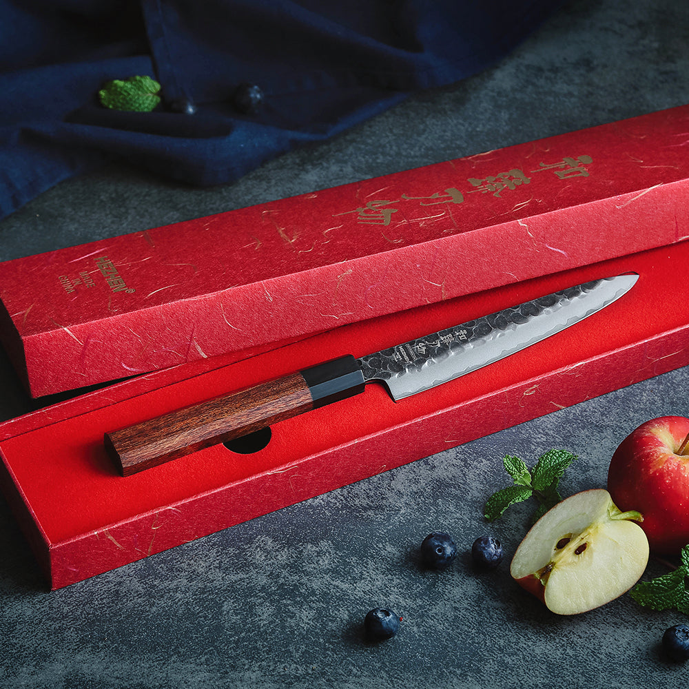 HEZHEN 5 Inches Utility Knife Stainless Steel Kitchen Cooking Knives Rosewood Handle With Gift Box Three-layer Composite Steel