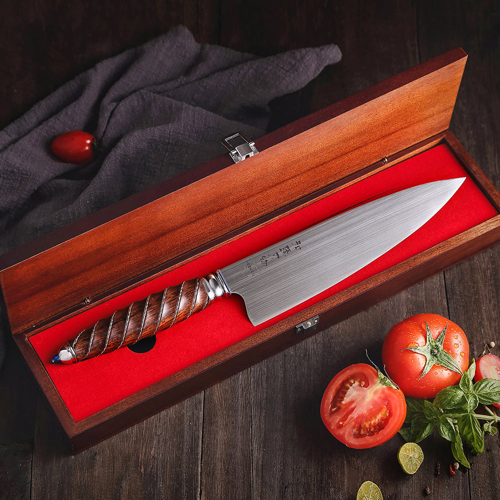 HEZHEN 8.5 Inches Chef Knife BÖHLER M390 Powder Steel North America Desert Ironwood Handle Kitchen knives