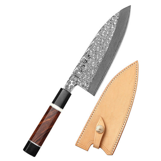 HEZHEN Retro Series 180mm Gyuto Knife Damascus Steel Sashimi Japanese Fish-Fillet Kitchen Tool Sharp Salmon Cook Knives