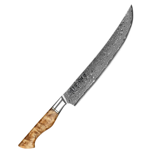 HEZHEN 10 inch Carving Knife Real 67 Layer Damascus Super Cook Tools Super Sharp High Quality Kitchen Ham Slicing Knife Cleaver