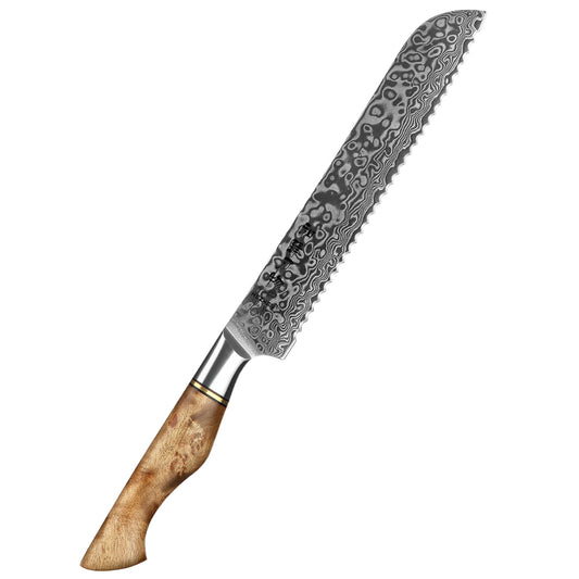 HEZHEN 8 inch Bread Knife Real 67 Layer Damascus Super Steel Super Cook Knife Cut Cake Service watermelon Sharp Kitchen Knife