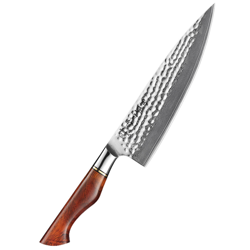 HEZHEN 8.5 Inch Chef Knife 73 Layers Powder Steel Damascus Steel Natural Rosewood Handle Kitchen Cook Knife Tools Accessories