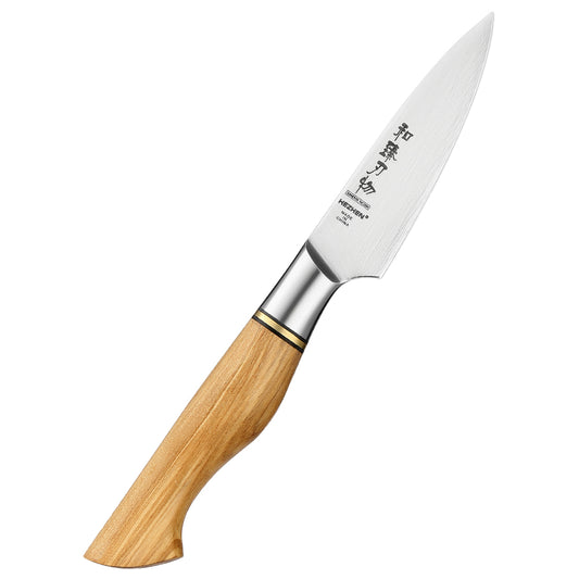 HEZHEN 3.5 Inches Paring Knife Sandvik Stainless Steel Olive Wood Handle Kitchen Knife Peeling Fruit Cooking Tools Gift Box