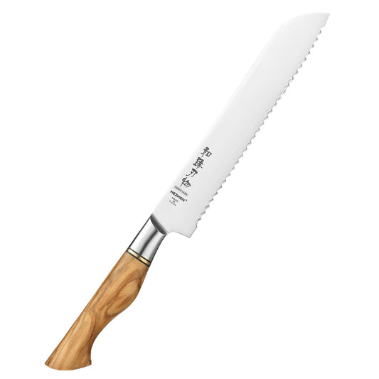 HEZHEN 8.5 Inches Bread Knife Sandvik Stainless Steel Olive Wood Handle Kitchen Knives Sliced Watermelon Cooking Tools Gift Box