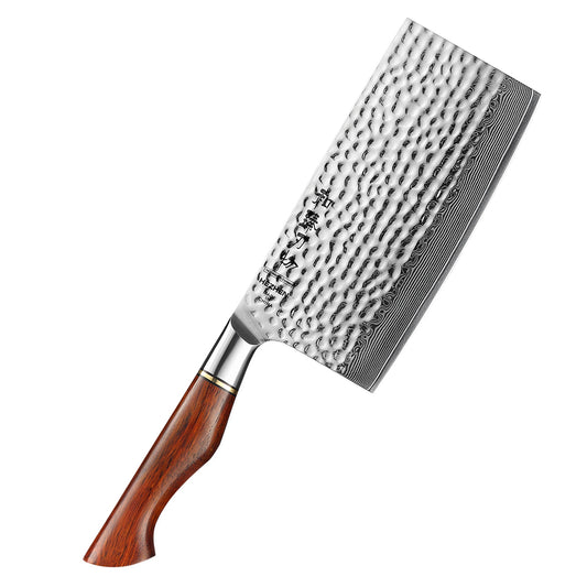 HEZHEN 6.8 Inches Cleaver Knife 73 Layers Powder Steel Damascus Steel Kitchen Slice Knives For Meat Cut Vegetable