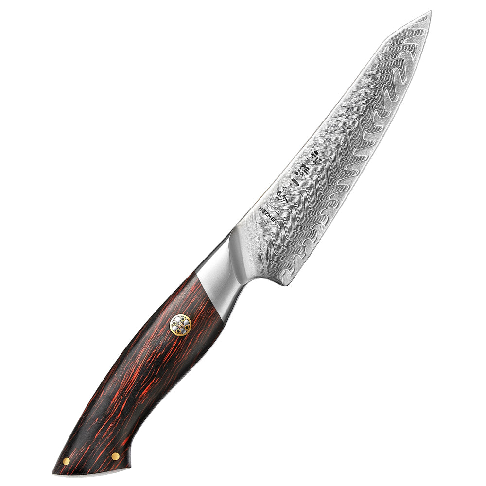HEZHEN 5 inches 73 Layers Damascus Steel Utility Knife Elegant Pattern Series
