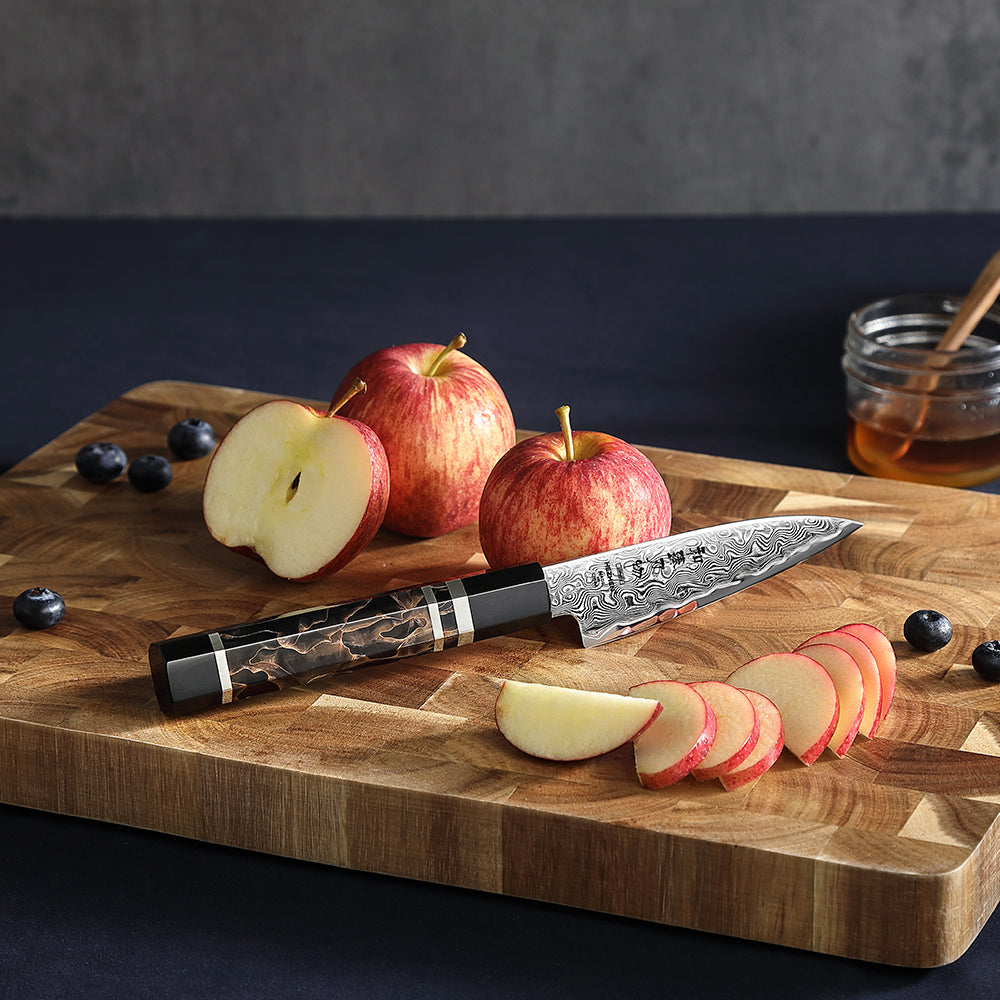 HEZHEN 4.1-Inch Paring Knife – 49-Layer ZDP-189 Damascus Steel, Core Hardness 65-67 HRC, Small Fruit Knife