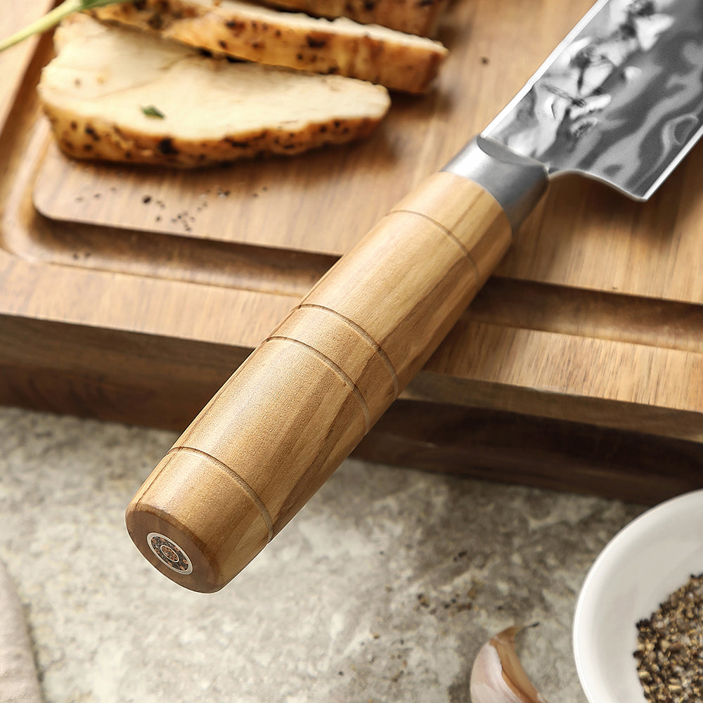 HEZHEN 8.5“Carving Knife 9 Layers Damascus Steel Blade Hardness 60±2HRC for Vegetables & Meats, Luxury Gift Box