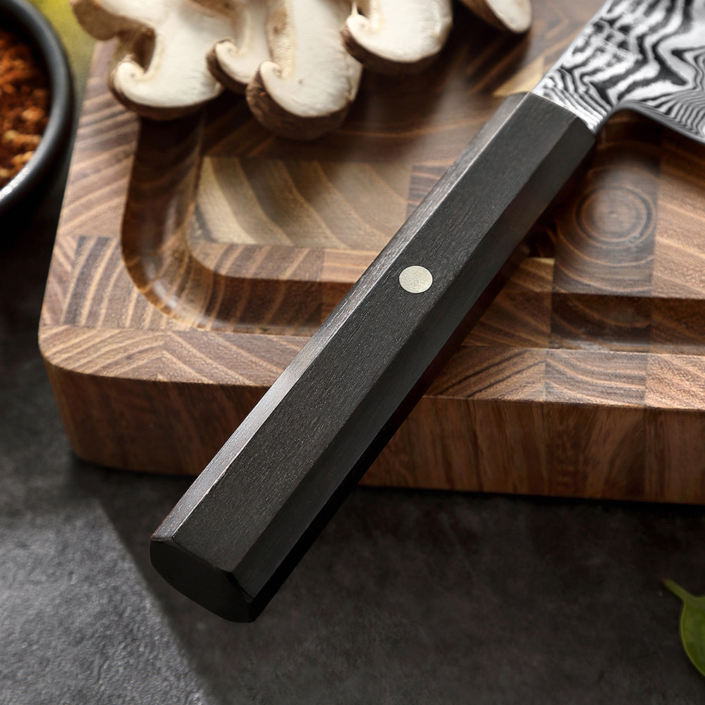 HEZHEN 5.2 Inch Kitchen Utility Knife, 67‑Layer Damascus Steel with 10Cr15CoMoV Steel Core, 60±2 HRC Hardness,
